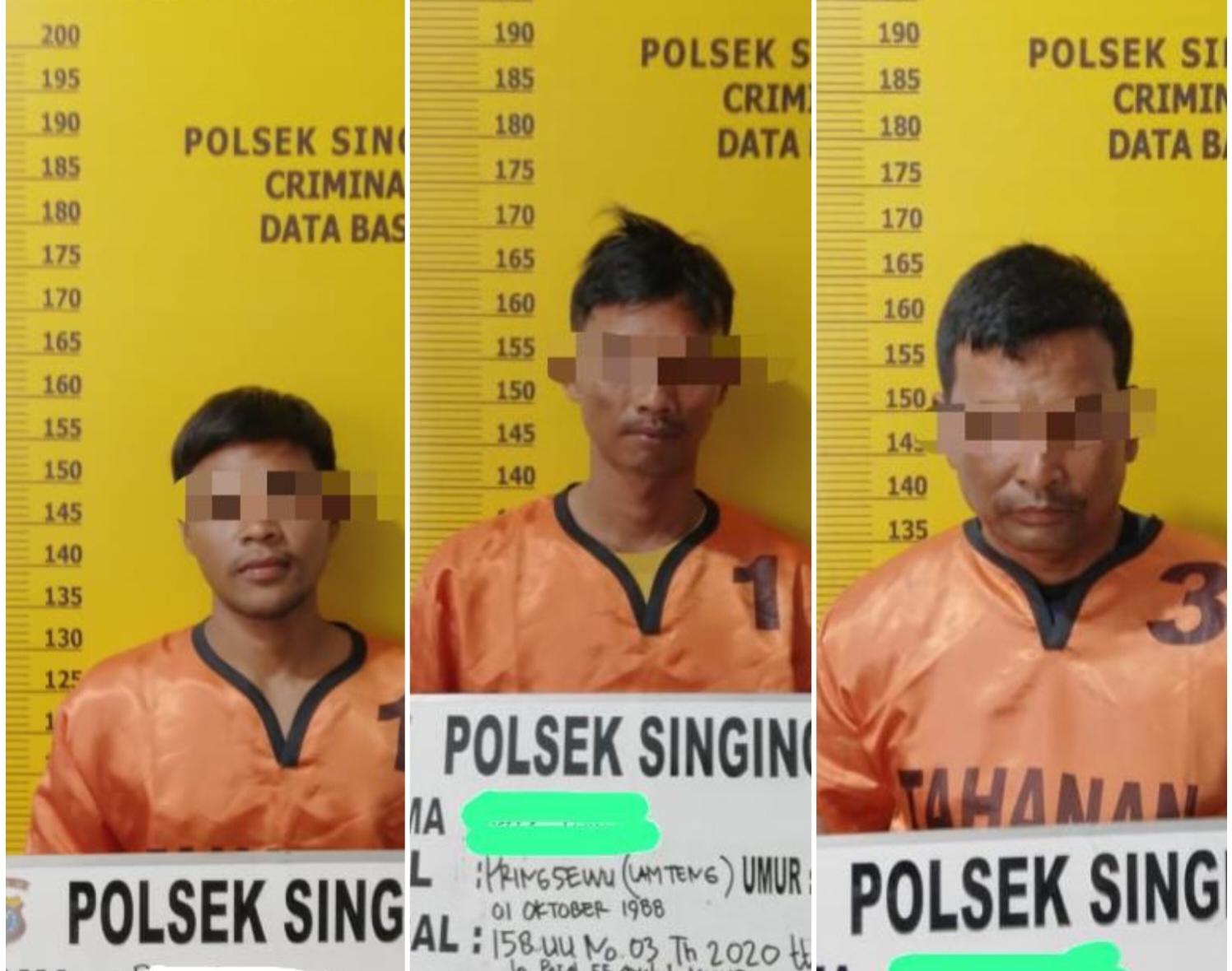 Tiga pria terduga pelaku PETI di Singingi