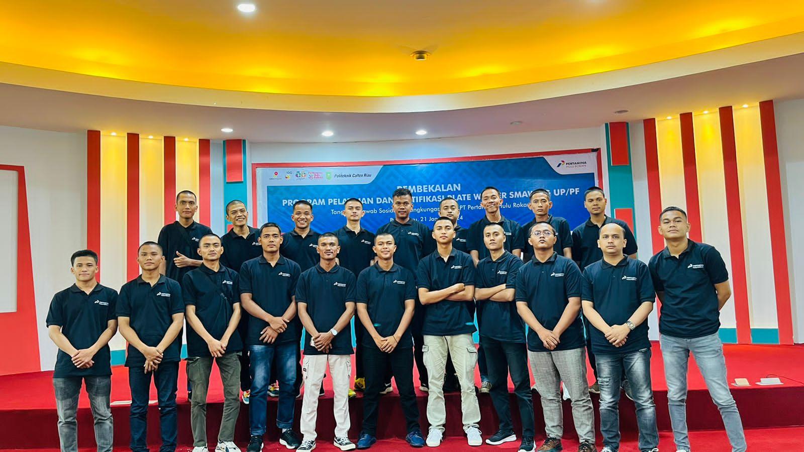 Para peserta Pelatihan dan Sertifikasi Welder di BLK Kementerian Tenaga Kerja RI,Serang, Banten. Program Vokasi PT PHR bekerjasama dengan Disnakertrans Riau dan PCR