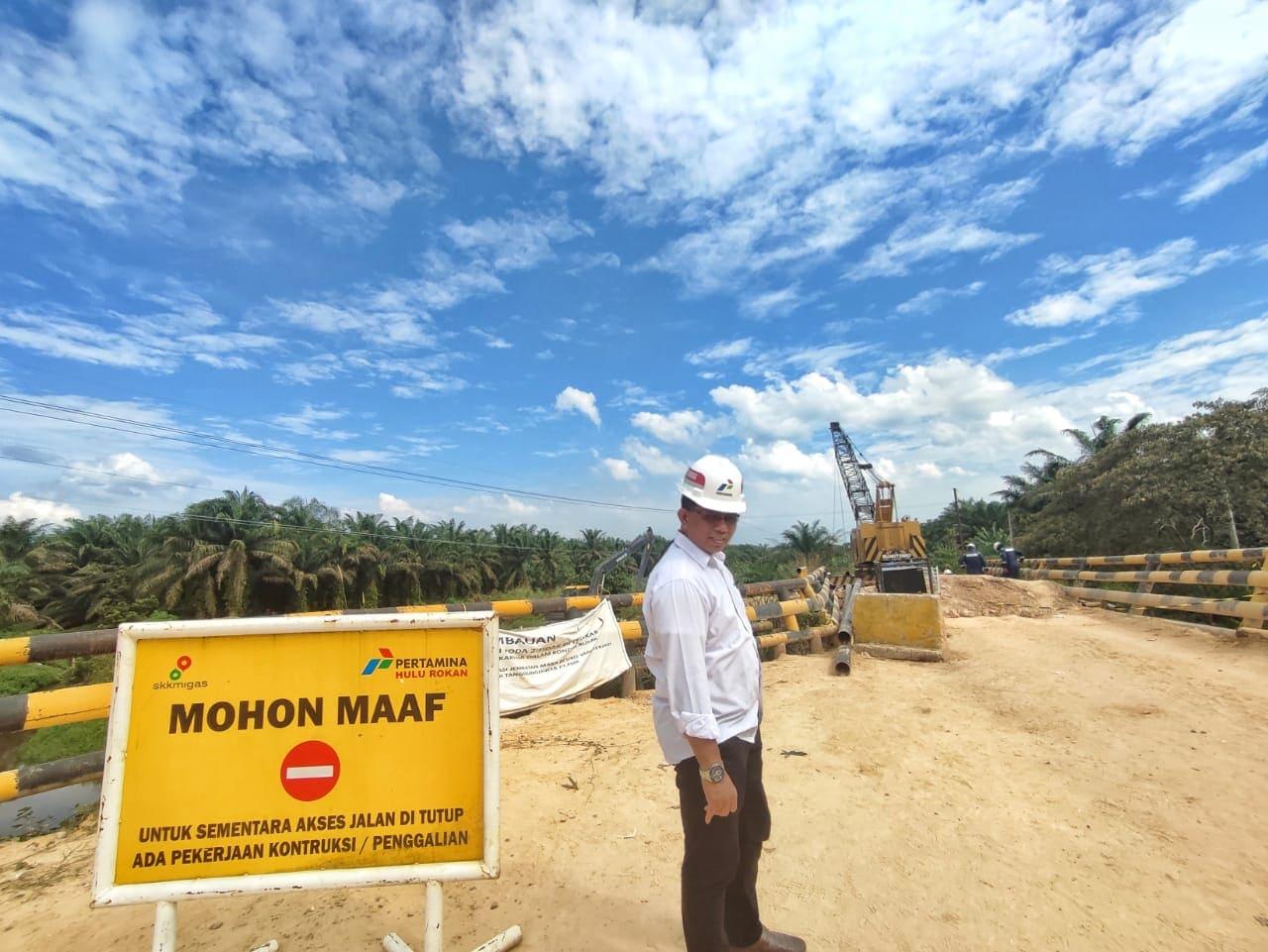 Jembatan SoBek Mandau yang kini dalam proses perbaikan oleh PHR