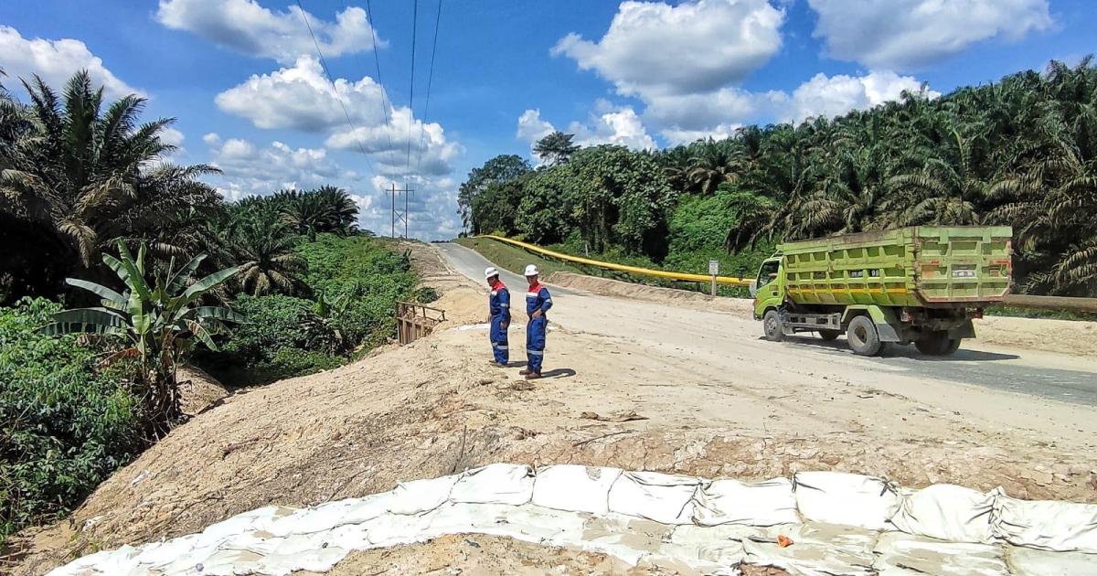 Polongan yang rusak di Jalan Libo Kandis sudah diperbaiki oleh PT. PHR