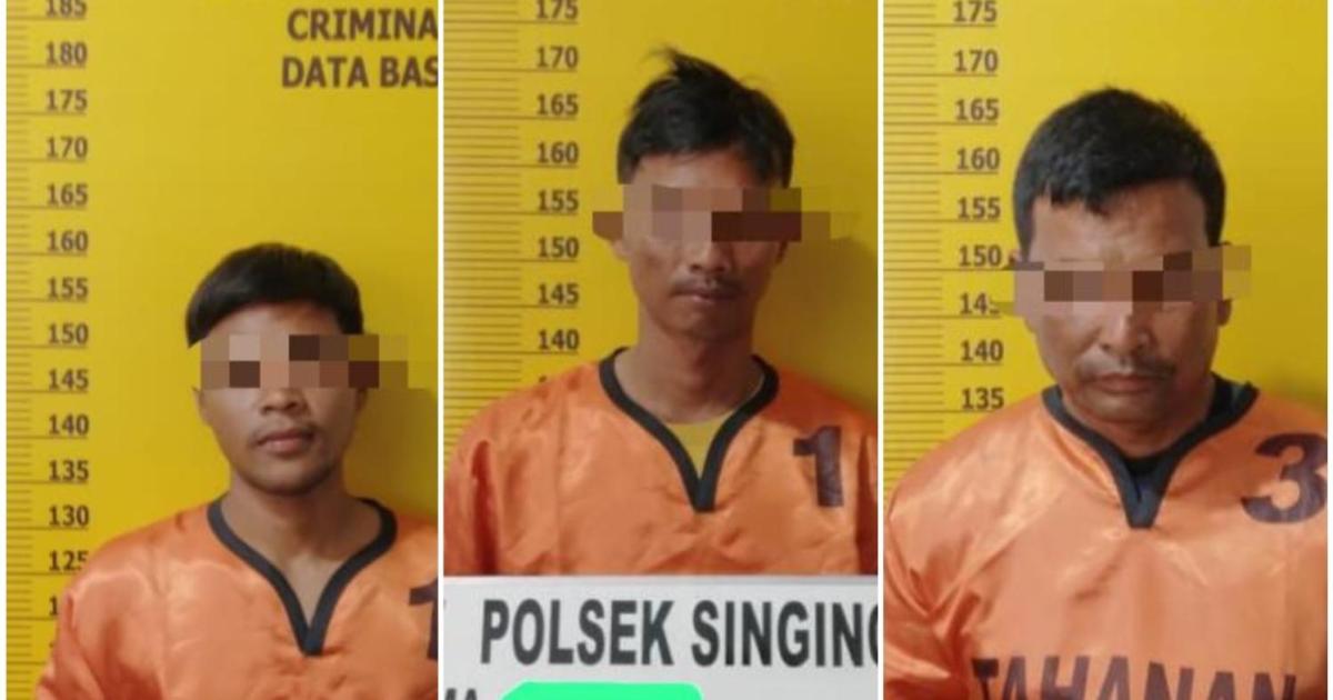 Tiga pria terduga pelaku PETI di Singingi