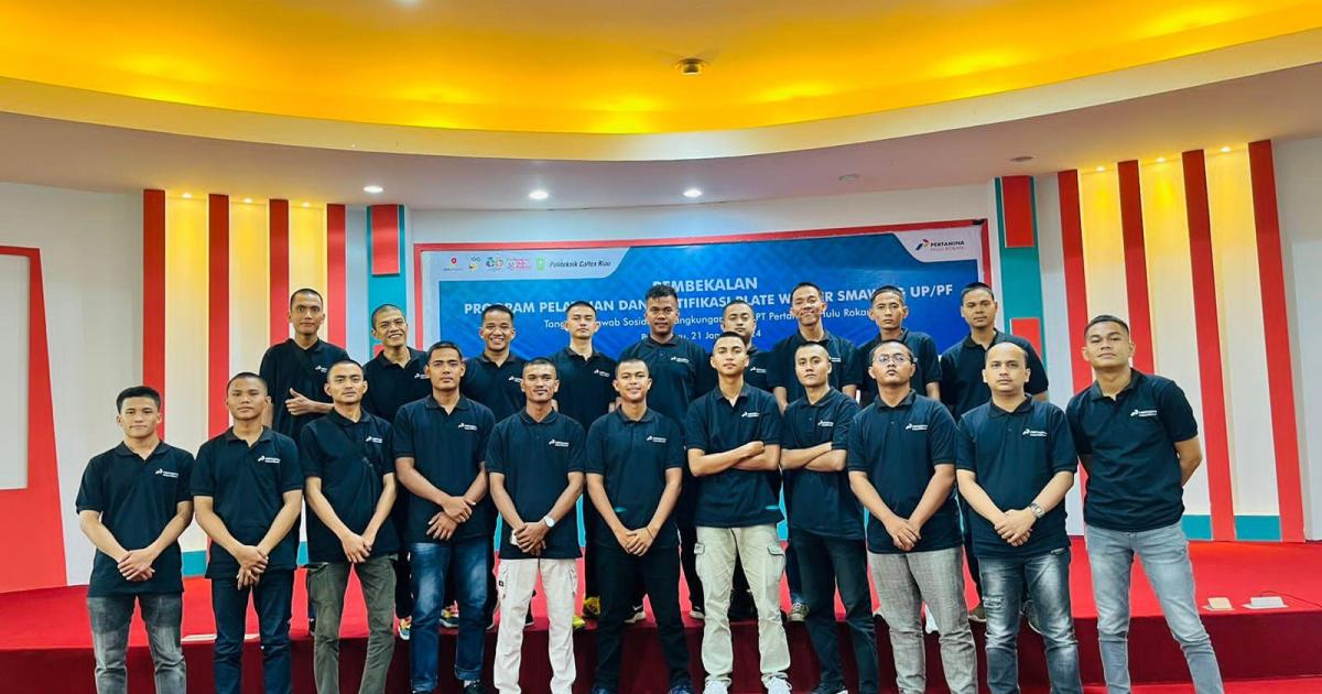 Para peserta Pelatihan dan Sertifikasi Welder di BLK Kementerian Tenaga Kerja RI,Serang, Banten. Program Vokasi PT PHR bekerjasama dengan Disnakertrans Riau dan PCR