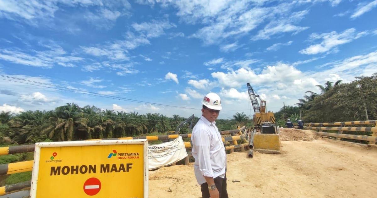Jembatan SoBek Mandau yang kini dalam proses perbaikan oleh PHR