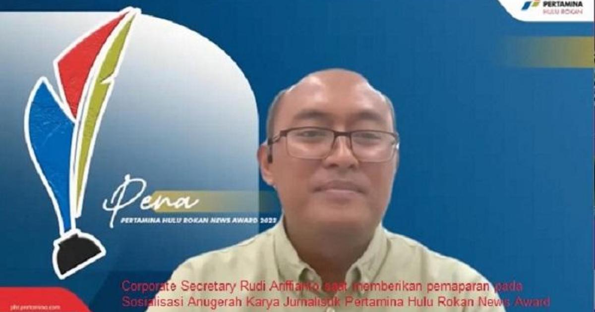 Corporate Secretary Rudi Ariffianto saat memberikan pemaparan pada Sosialisasi Anugerah Karya Jurnalistik PENA