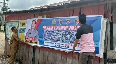 Pemasangan Spanduk Himbauan Kamtibmas Polsek Kabun
